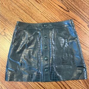 Veronica Beard Green Faux Leather Croc-Embossed Mini Skirt